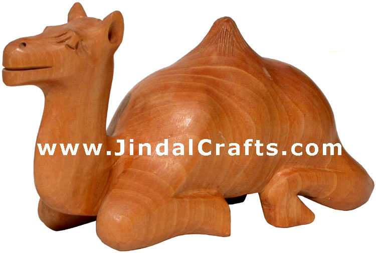 Set of 4 Wooden Camels Hand Carved Figure from India