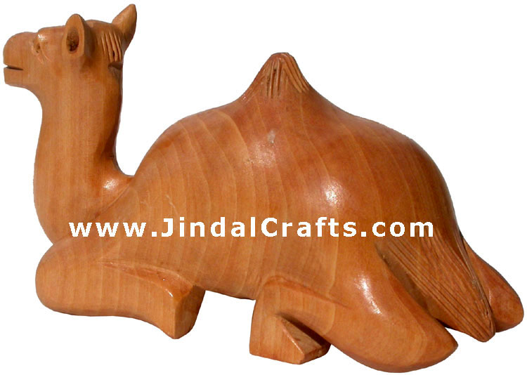 Set of 4 Wooden Camels Hand Carved Figure from India