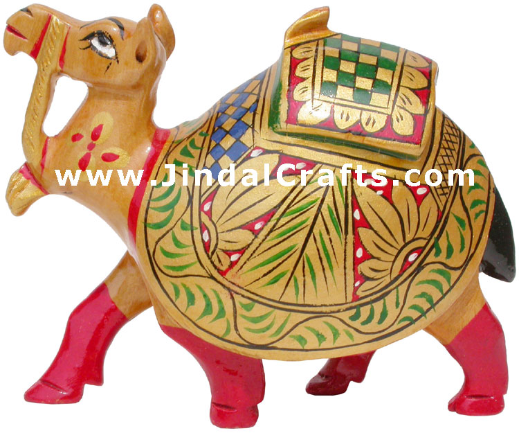 Royal Wooden Camel - Hand Painted, Hand Carved Animal