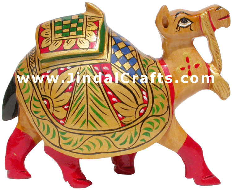 Royal Wooden Camel - Hand Painted, Hand Carved Animal