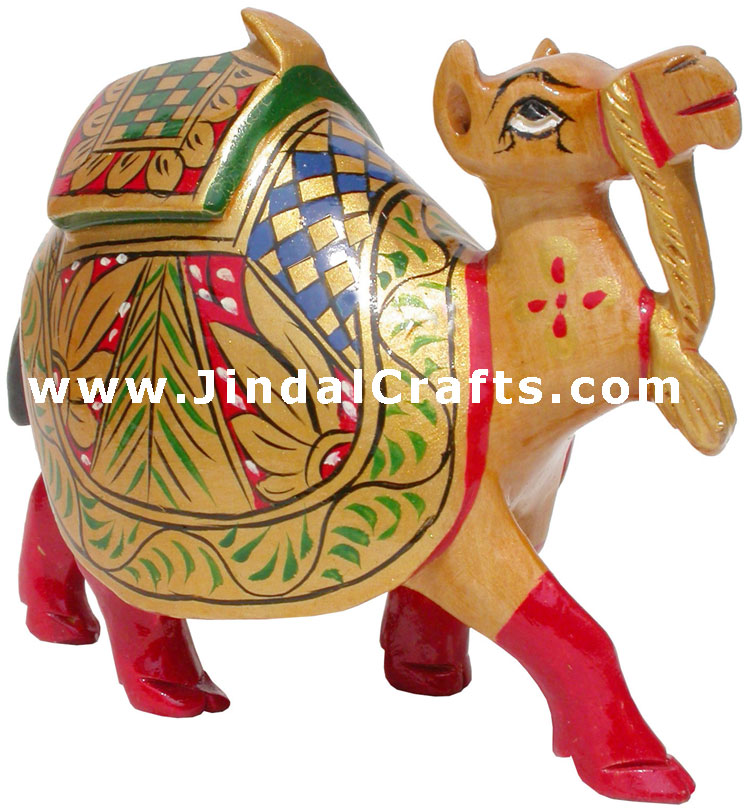 Royal Wooden Camel - Hand Painted, Hand Carved Animal
