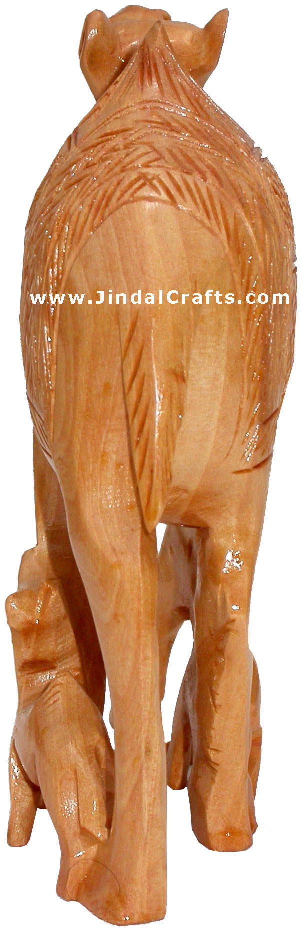 Handcrafted Wooden Camel Family - Animal Sculpture Art