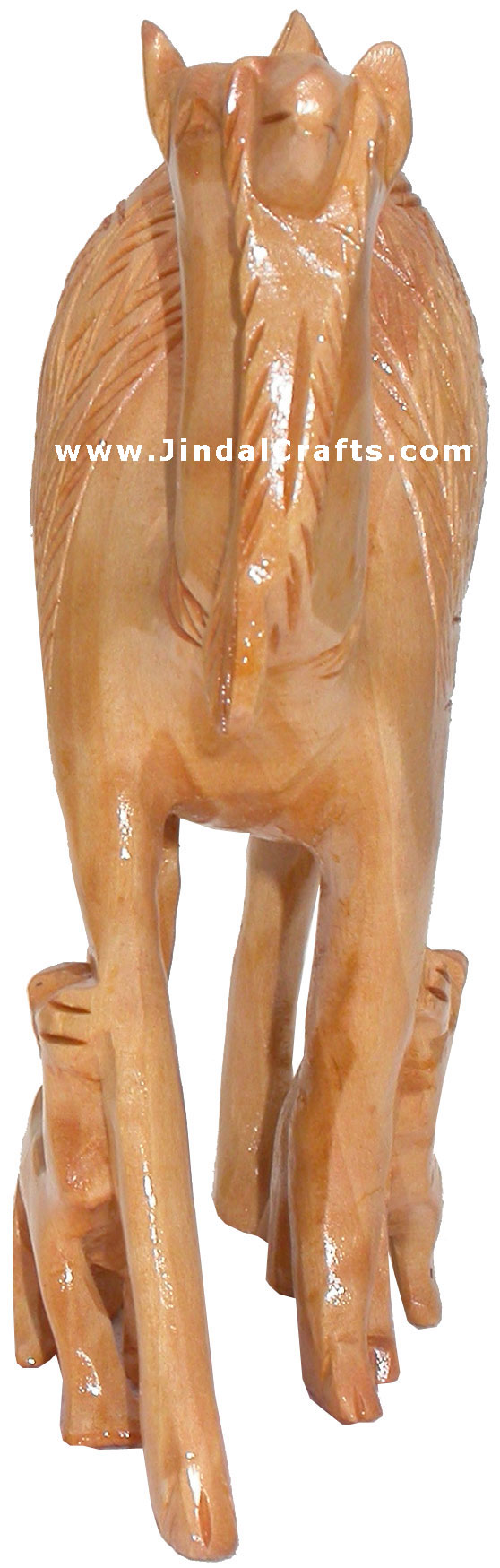 Handcrafted Wooden Camel Family - Animal Sculpture Art