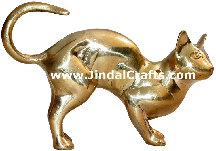 Cat Brass Figure India Metal Crafts Animal Handicrafts