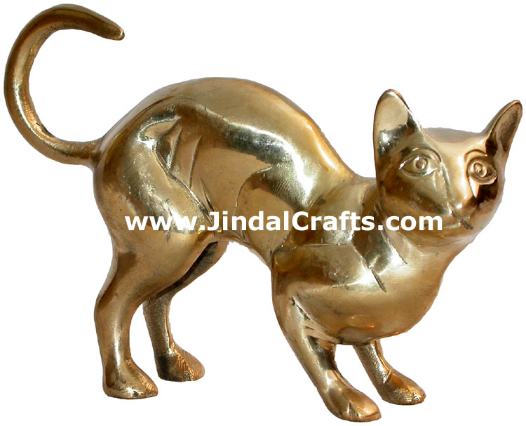 Cat Brass Figure India Metal Crafts Animal Handicrafts