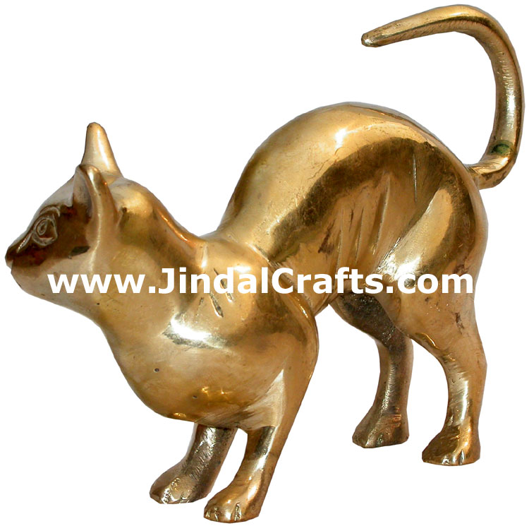 Cat Brass Figure India Metal Crafts Animal Handicrafts