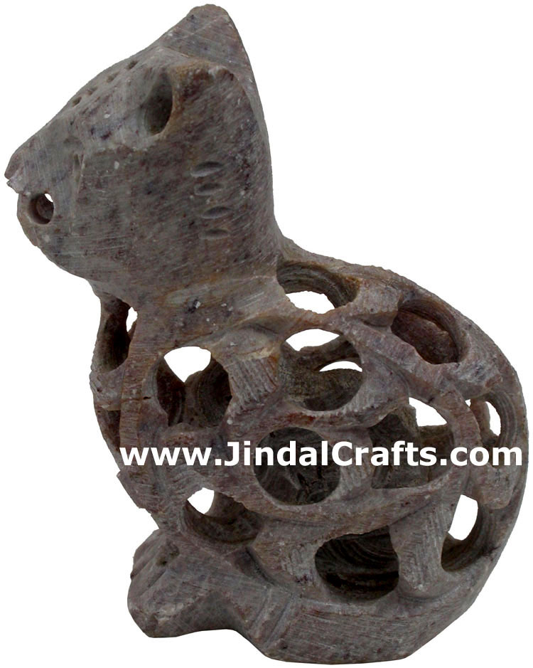 Cat - Hand Carved Soft Stone Figurines India Carve Art