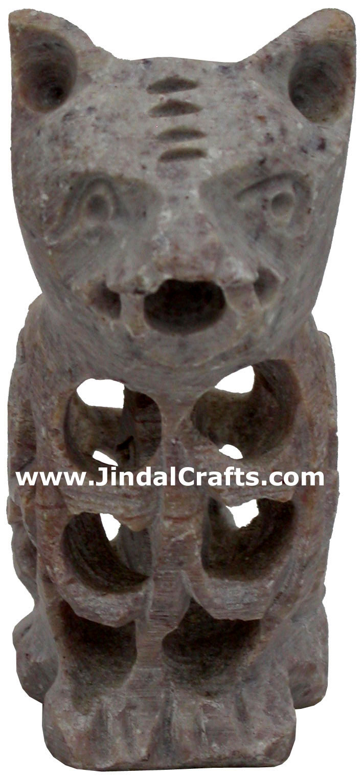 Cat - Hand Carved Soft Stone Figurines India Carve Art