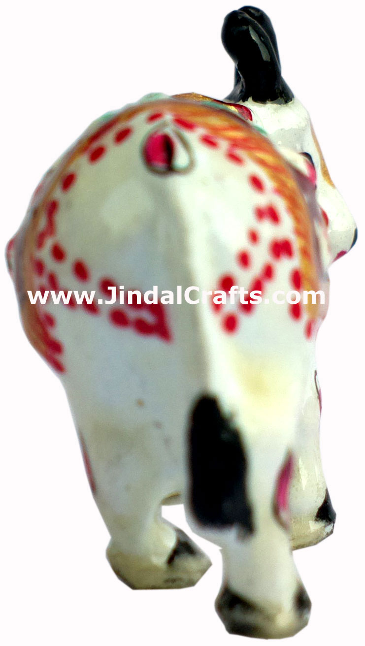 Holy Cow Figure Indian Hindu Art Craft Handicraft Sculpture Statue Hand Painted