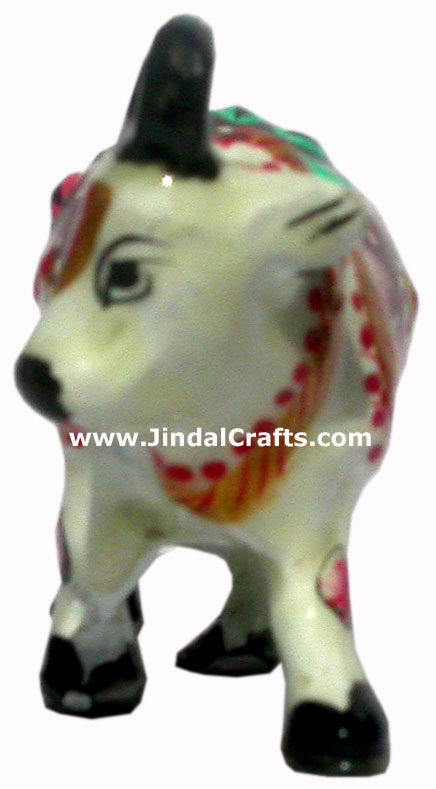 Holy Cow Figure Indian Hindu Art Craft Handicraft Sculpture Statue Hand Painted