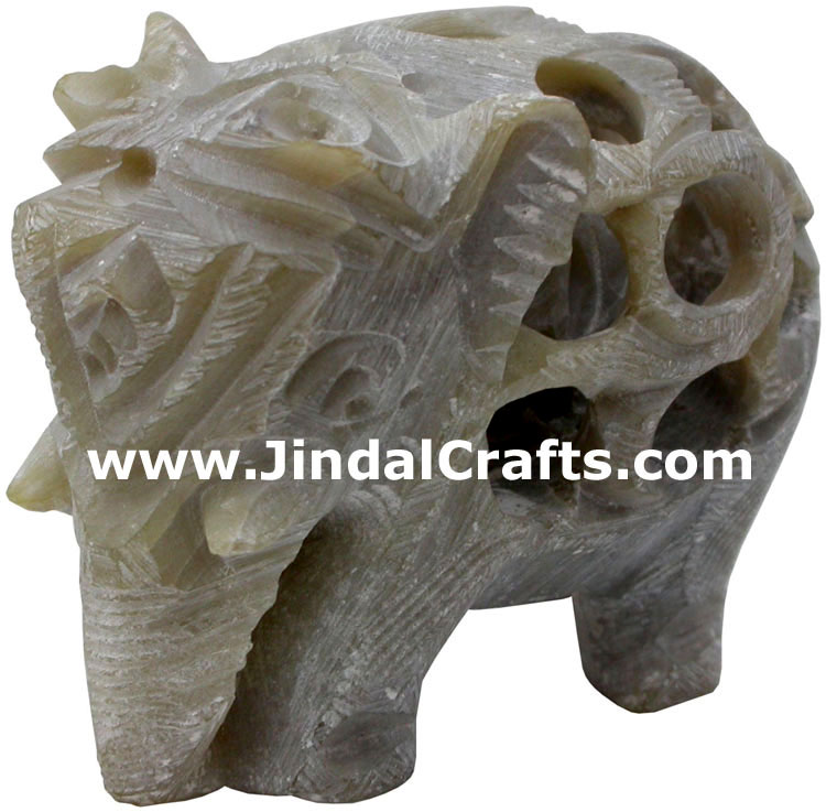 Baby Elephant - Hand Carved Soft Stone Animals Figurine