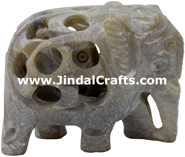 Baby Elephant - Hand Carved Soft Stone Animals Figurine