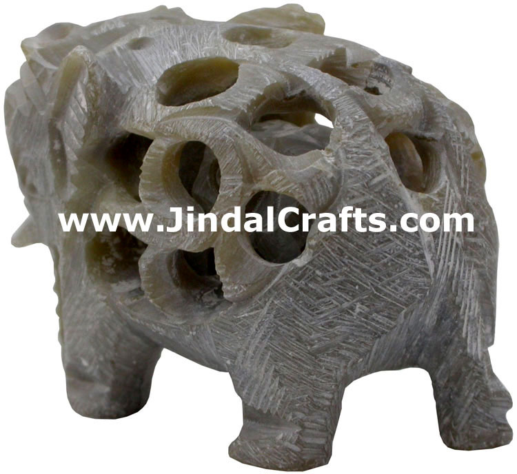 Baby Elephant - Hand Carved Soft Stone Animals Figurine