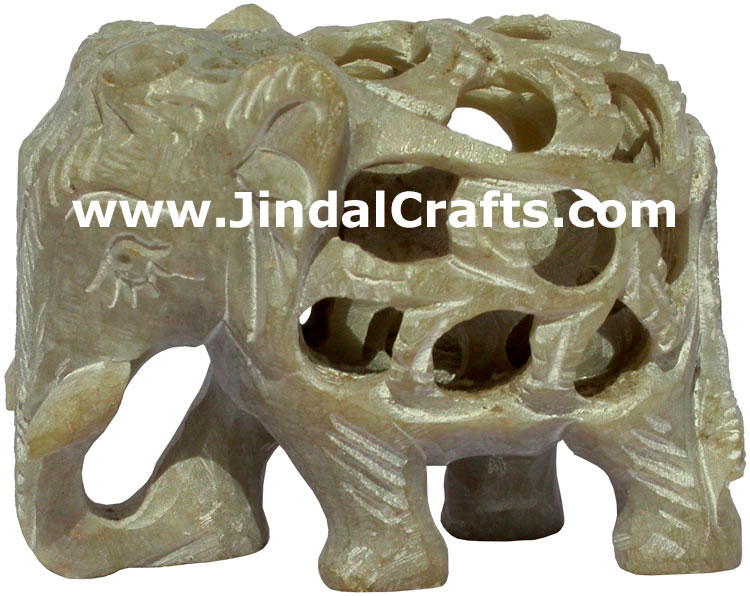 Baby Elephant - Hand Carved Soft Stone Animals Figurine