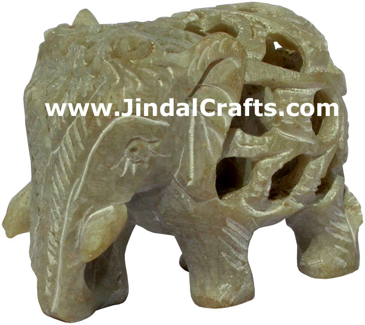 Baby Elephant - Hand Carved Soft Stone Animals Figurine