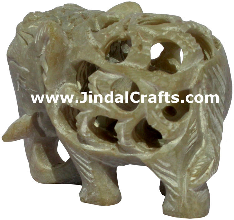 Baby Elephant - Hand Carved Soft Stone Animals Figurine