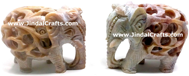 Baby Elephant - Hand Carved Soft Stone Animals Figurine