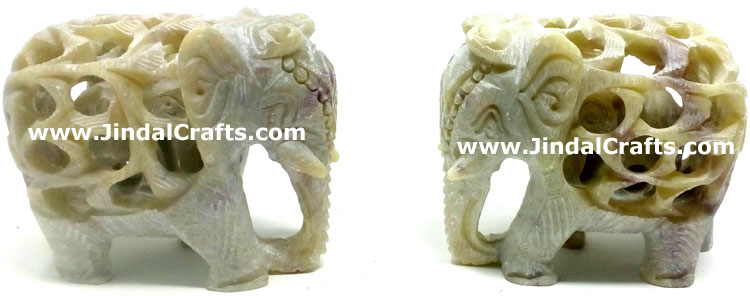 Baby Elephant - Hand Carved Soft Stone Animals Figurine