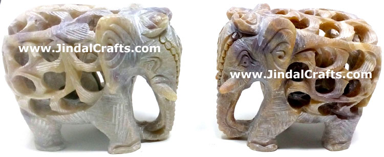 Baby Elephant - Hand Carved Soft Stone Animals Figurine