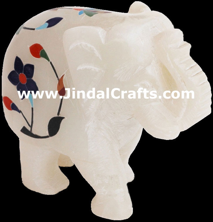 Elephant - Hand Carved Alabaster Animals Figurines Indi