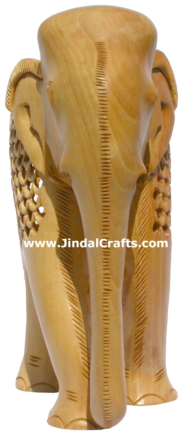 Set of 5 Handcarved Elephants Jalli Hollow Figurine India Carving Handicraft Art