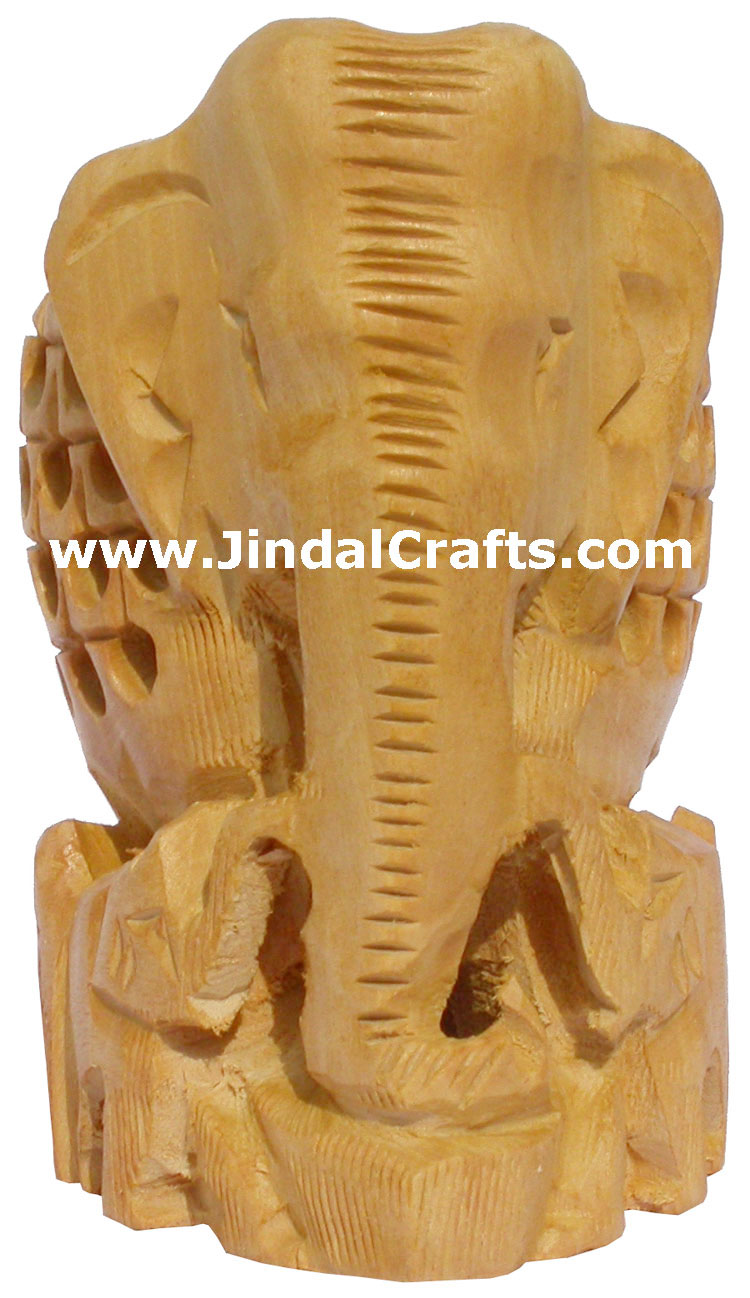 Set of 3  - Hand carved Wood Carved Hollow Elephants Family Indian Carving Art
