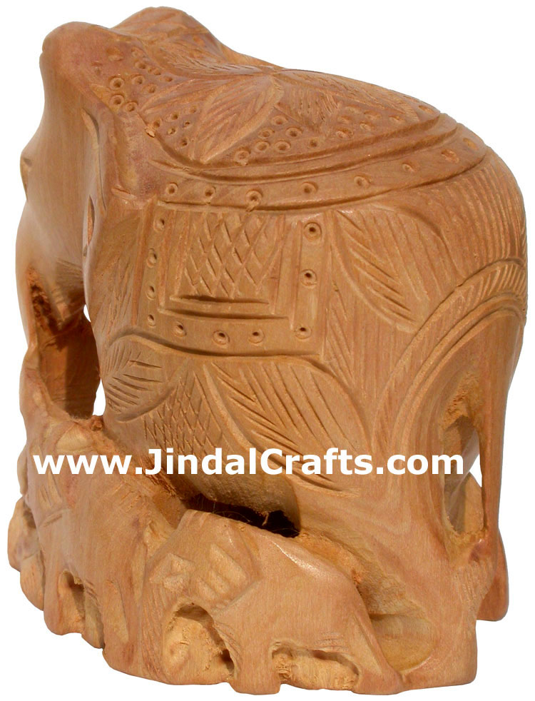 Hand Carved Kadam Wood Elephant India Artifacts Arts