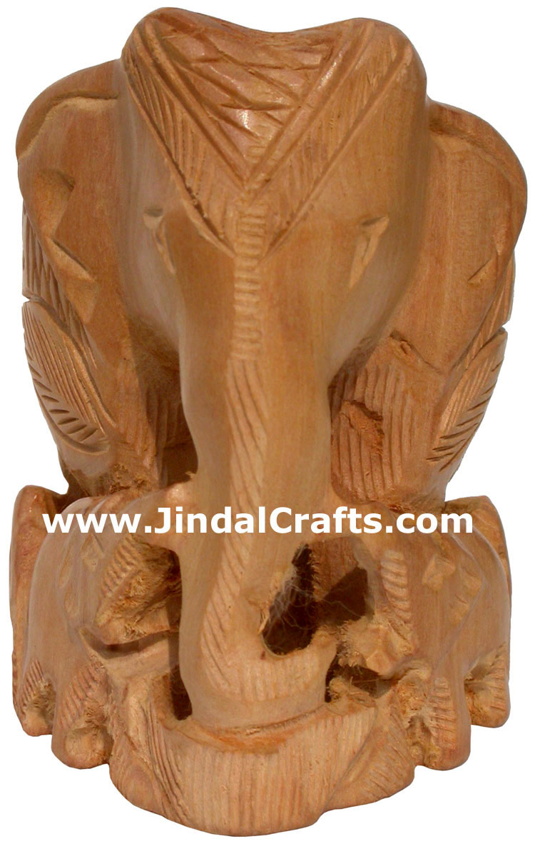 Hand Carved Kadam Wood Elephant India Artifacts Arts
