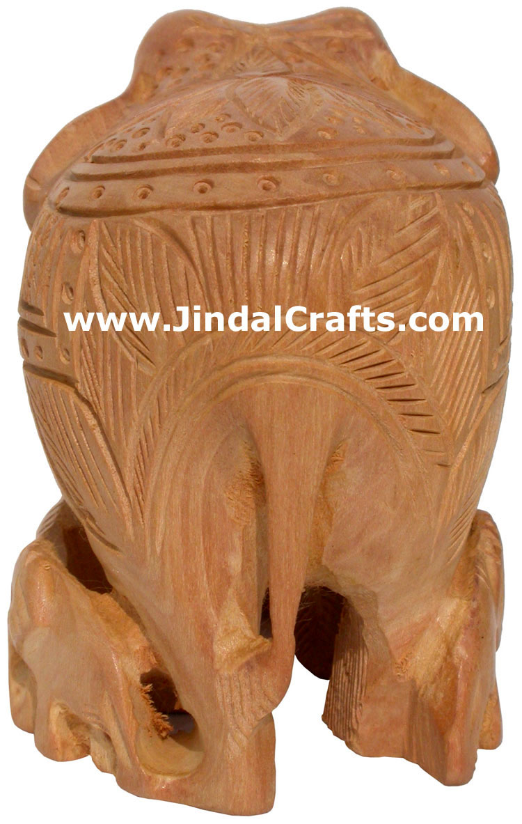 Hand Carved Kadam Wood Elephant India Artifacts Arts