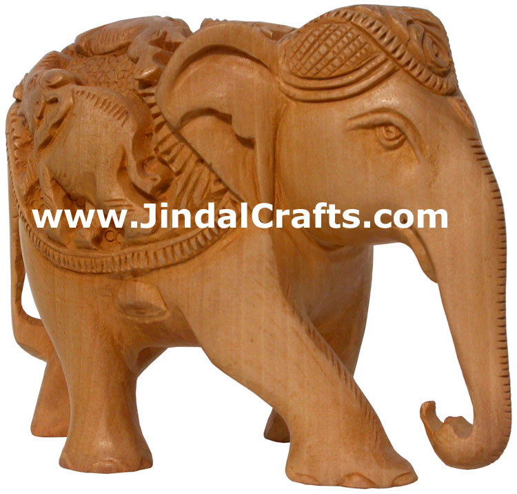 Hand Carved Jungle Wood Elephant India Artifacts Arts