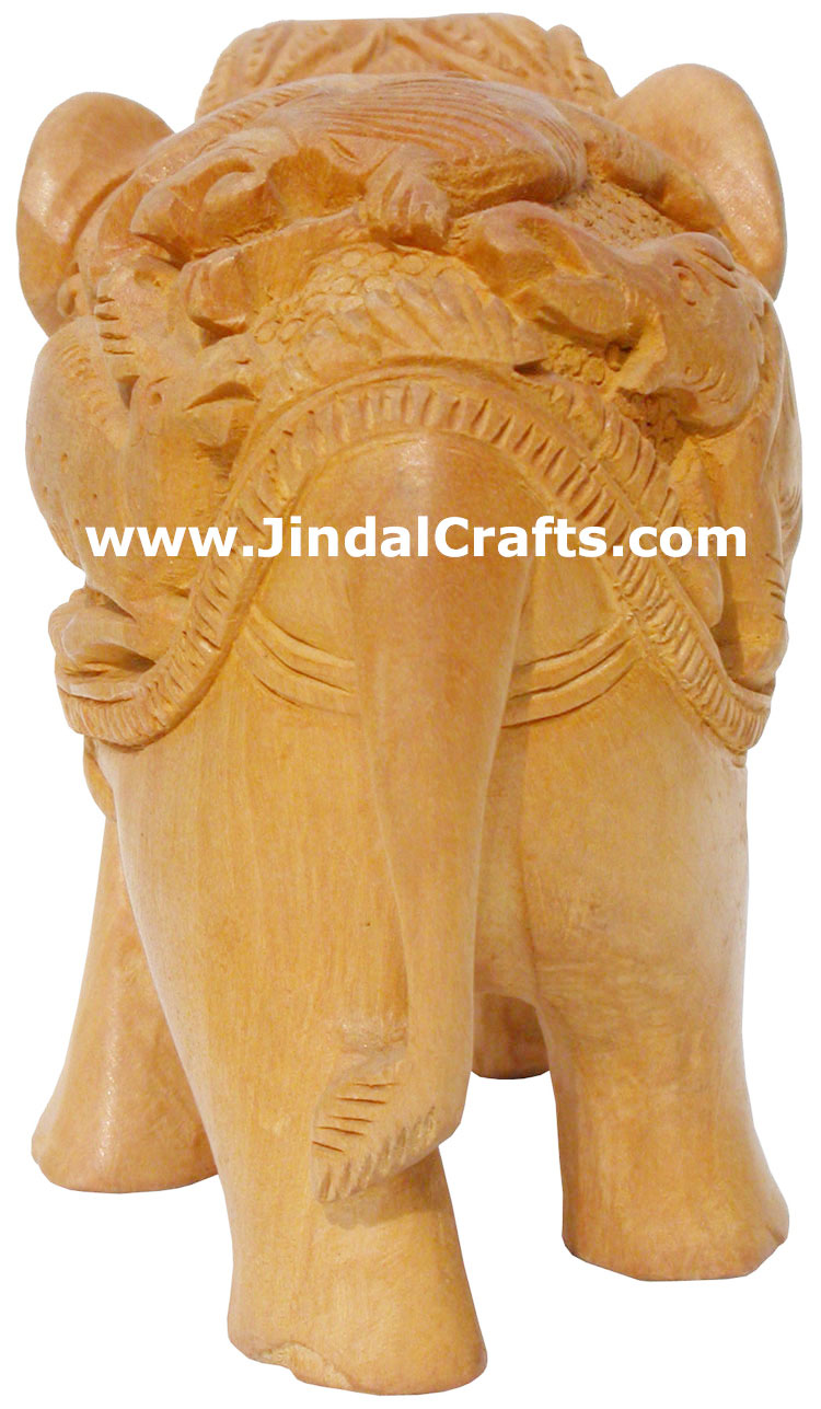 Hand Carved Jungle Wood Elephant India Artifacts Arts