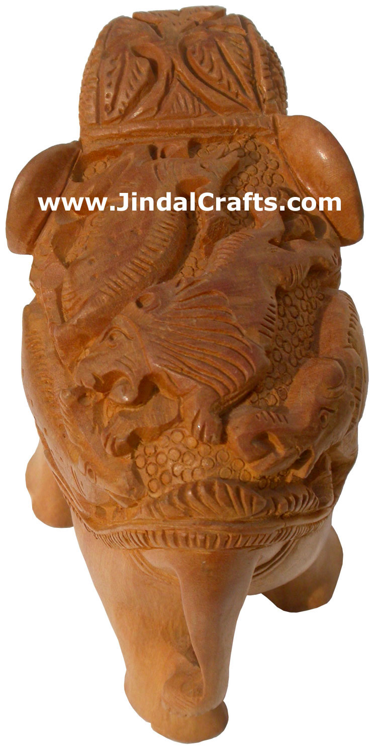 Hand Carved Jungle Wood Elephant India Artifacts Arts