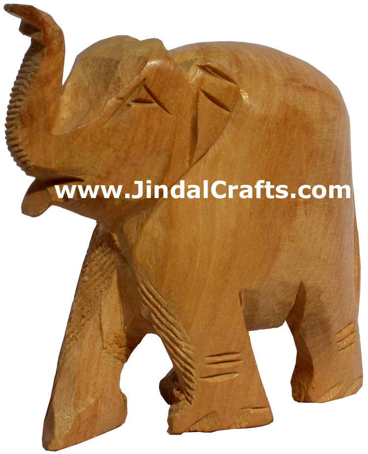 Hand Carved Wooden Elephant India Artifacts Arts