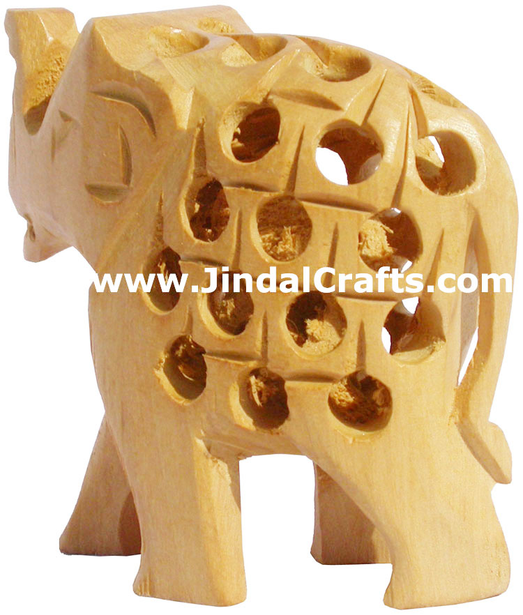 Hand Carved Wooden Elephant India Artifacts Arts