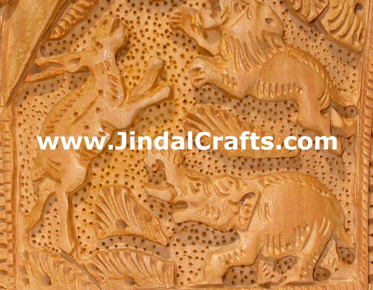 Wooden Carved Elephant Indian Carving Art