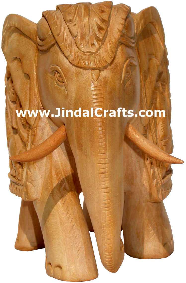 Wooden Carved Elephant Indian Carving Art