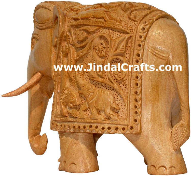 Wooden Carved Elephant Indian Carving Art