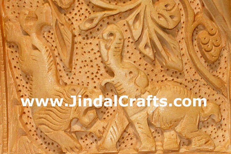 Wooden Carved Elephant Indian Carving Art
