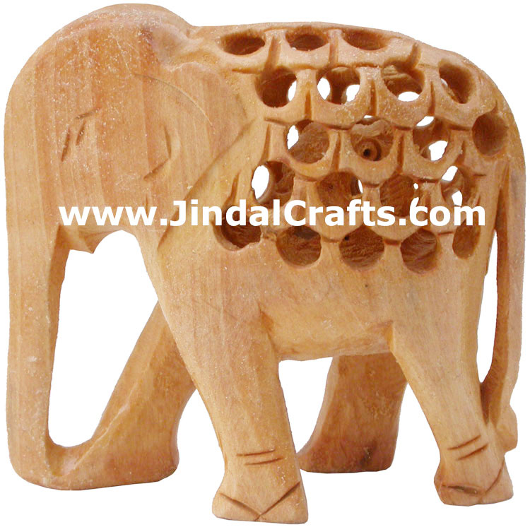 Baby Elephant - Hand Carved Wooden Animals Figures Art