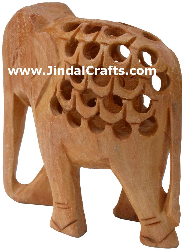 Baby Elephant - Hand Carved Wooden Animals Figures Art