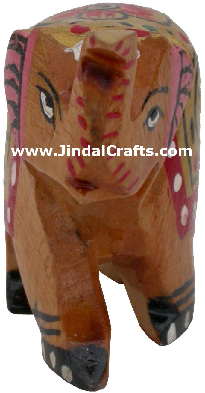 Elephant - Hand Carved Painted Wooden Animals Figures