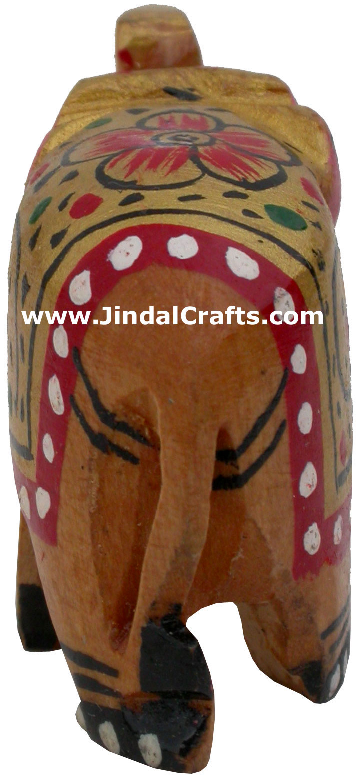Elephant - Hand Carved Painted Wooden Animals Figures