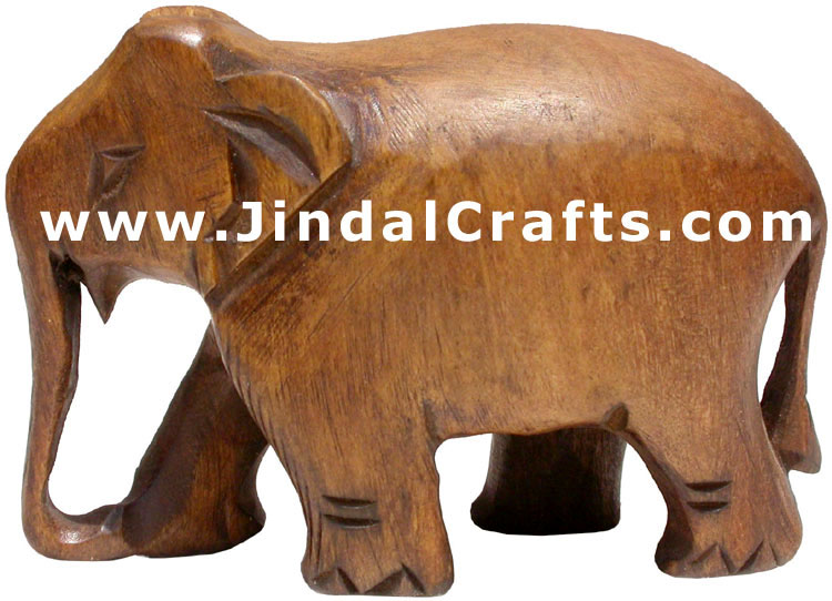 Hand Carved Wood Elephant Sculpture India Carving Art