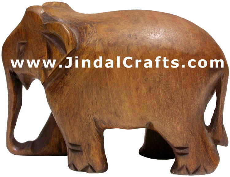 Hand Carved Wood Elephant Sculpture India Carving Art