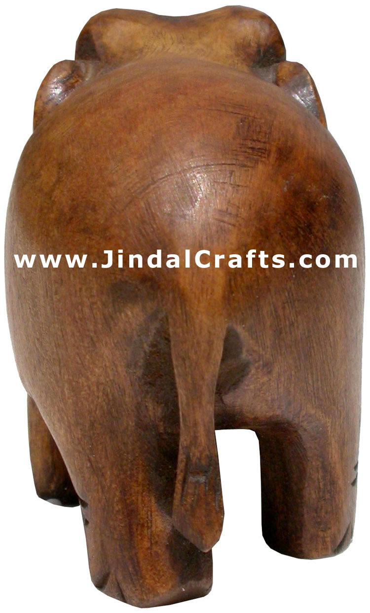 Hand Carved Wood Elephant Sculpture India Carving Art