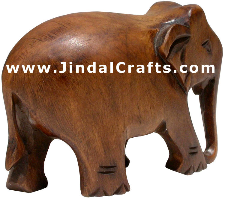 Hand Carved Wood Elephant Sculpture India Carving Art