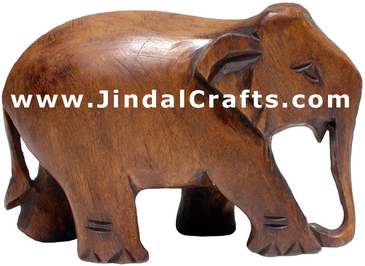 Hand Carved Wood Elephant Sculpture India Carving Art