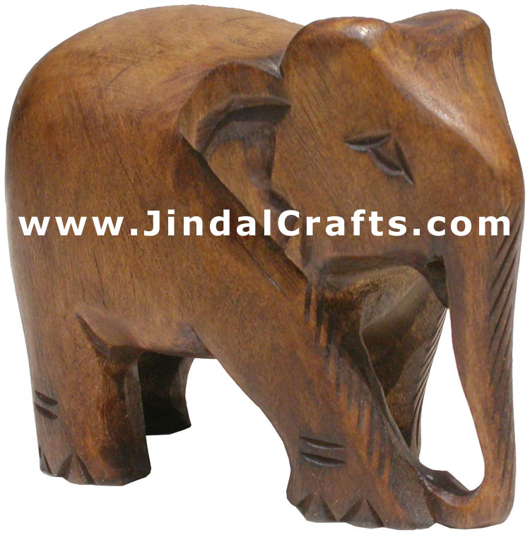 Hand Carved Wood Elephant Sculpture India Carving Art