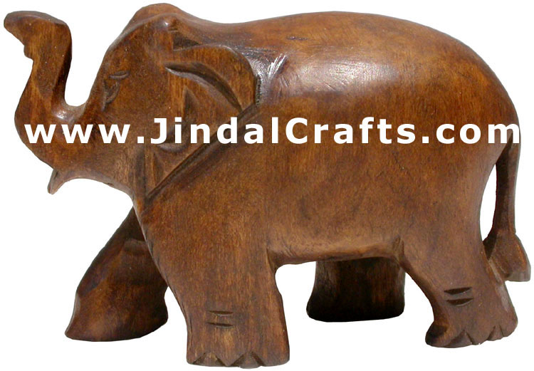 Hand Carved Wood Elephant Sculpture India Carving Art