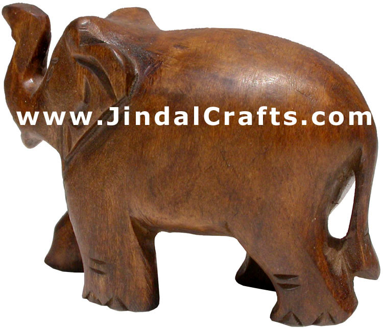 Hand Carved Wood Elephant Sculpture India Carving Art